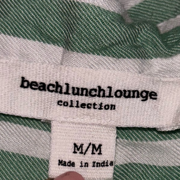 Beach lunch lounge  Green Striped Women's Top - Picture 2 of 2
